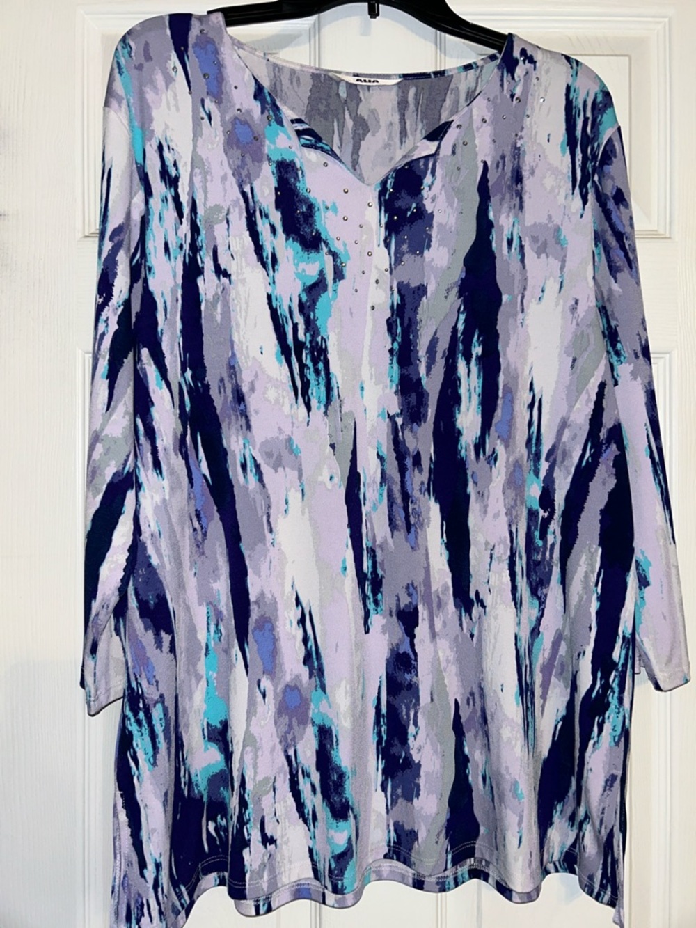 Alia Lavender & Teal Abstract V-Neck Tunic